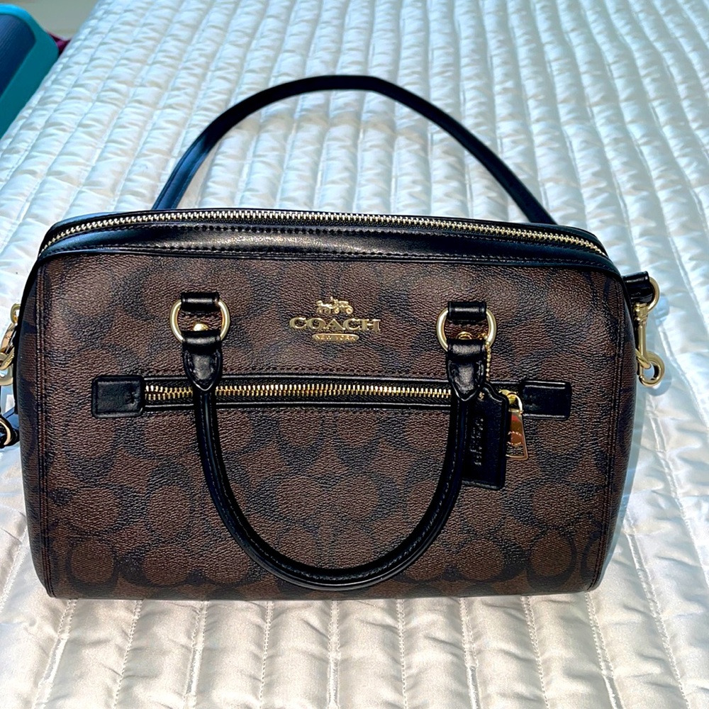 Coach signature canvas brown and black shoulder or crossbody